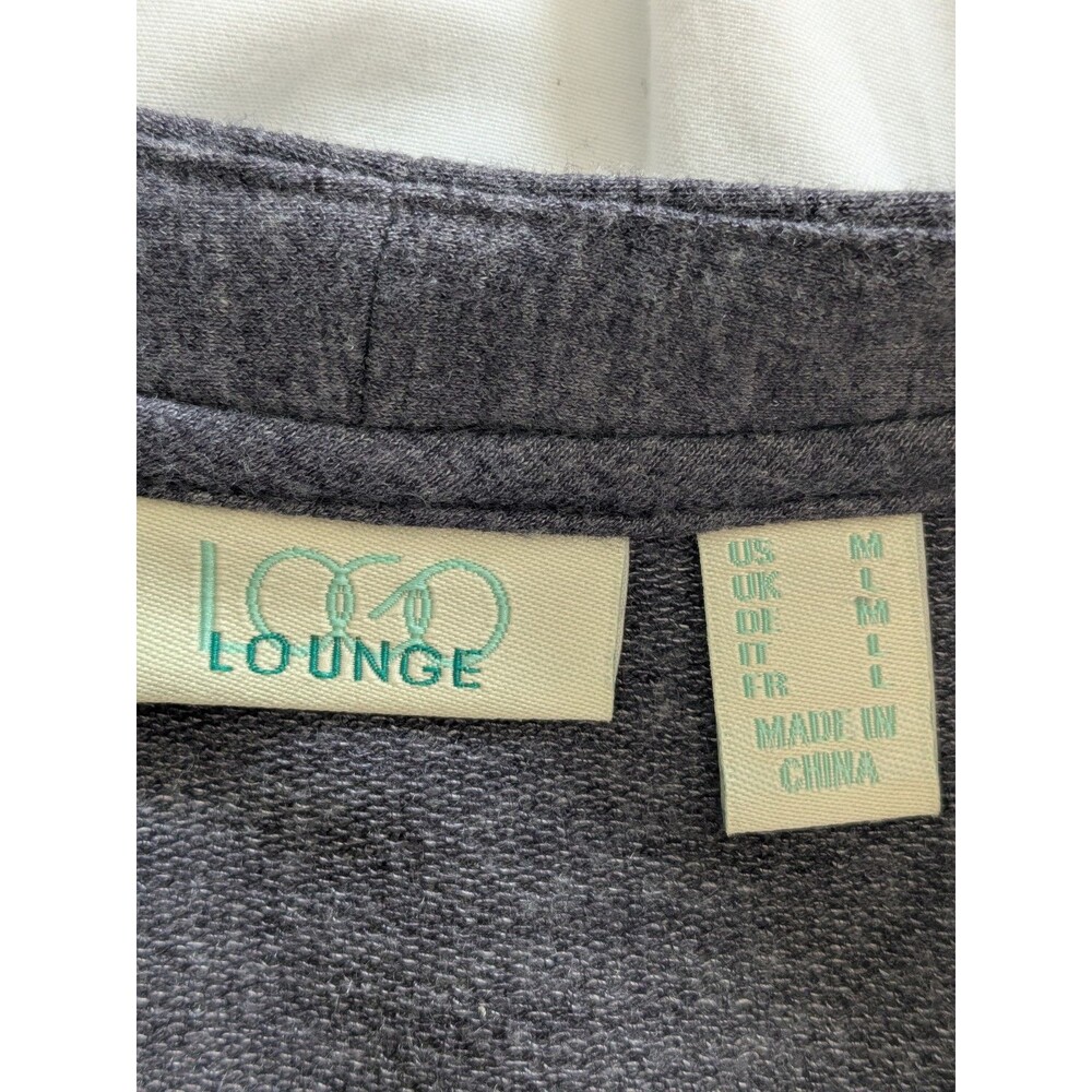 LOGO Lounge Lori Goldstein Cardigan Sz M Oversize Zip Up Gray Purple Lace Back - Picture 3 of 15